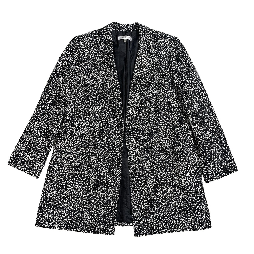 Kasper Womens Size 18 Black White Textured Open Front Career Blazer